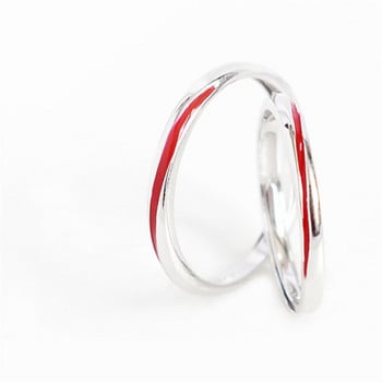 Sole Memory Creative Сладка червена линия Двойка Сребърен цвят Женски отварящи се пръстени с променящи се размери SRI598