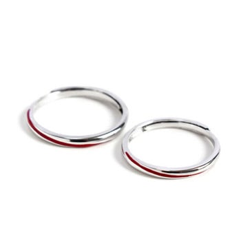 Sole Memory Creative Сладка червена линия Двойка Сребърен цвят Женски отварящи се пръстени с променящи се размери SRI598