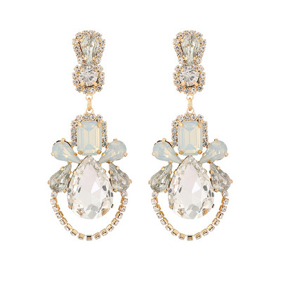 Ztech új tiszta kristály fülbevaló nőknek strassz ékszerek geometriai kiegészítők hosszú nagy bizsu esküvői parti karácsonyi ajándék