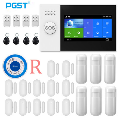 Σύστημα συναγερμού ασφαλείας PGST Wireless Home WIFI GSM Σύστημα συναγερμού διαρρήξεων Ασφάλεια σπιτιού με αισθητήρα κίνησης PIR Ανιχνευτής κίνησης Σύστημα συναγερμού