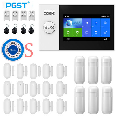 Σύστημα συναγερμού ασφαλείας PGST Wireless Home WIFI GSM Σύστημα συναγερμού διαρρήξεων Ασφάλεια σπιτιού με αισθητήρα κίνησης PIR Ανιχνευτής κίνησης Σύστημα συναγερμού