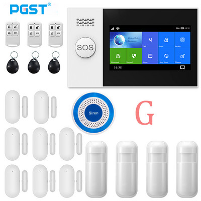 Σύστημα συναγερμού ασφαλείας PGST Wireless Home WIFI GSM Σύστημα συναγερμού διαρρήξεων Ασφάλεια σπιτιού με αισθητήρα κίνησης PIR Ανιχνευτής κίνησης Σύστημα συναγερμού