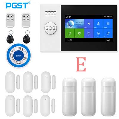 Σύστημα συναγερμού ασφαλείας PGST Wireless Home WIFI GSM Σύστημα συναγερμού διαρρήξεων Ασφάλεια σπιτιού με αισθητήρα κίνησης PIR Ανιχνευτής κίνησης Σύστημα συναγερμού