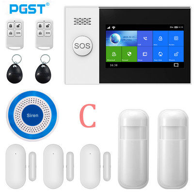 Σύστημα συναγερμού ασφαλείας PGST Wireless Home WIFI GSM Σύστημα συναγερμού διαρρήξεων Ασφάλεια σπιτιού με αισθητήρα κίνησης PIR Ανιχνευτής κίνησης Σύστημα συναγερμού
