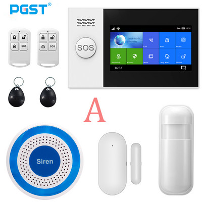 Σύστημα συναγερμού ασφαλείας PGST Wireless Home WIFI GSM Σύστημα συναγερμού διαρρήξεων Ασφάλεια σπιτιού με αισθητήρα κίνησης PIR Ανιχνευτής κίνησης Σύστημα συναγερμού