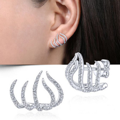 Huitan Cercei cu gheare de culoare argintie de înaltă calitate pentru femei, îmbrăcăminte zilnică, accesorii de lux pentru urechi pentru femei, bijuterii în stil OL