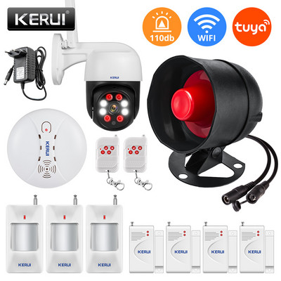 Σύστημα συναγερμού ασφαλείας KERUI WIFI Ασύρματο Tuya Smart Home Outdoor Αντιμετώπιση καιρικών συνθηκών Σειρήνα Παράθυρο Κόρνα Αισθητήρες πόρτας Ανιχνευτής κίνησης