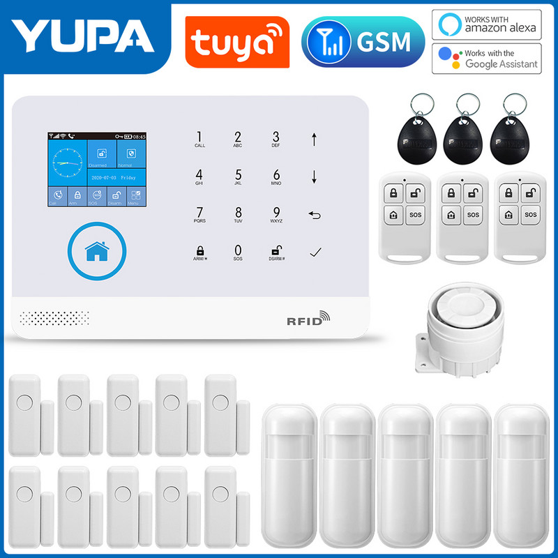 WIFI GSM mājas drošības signalizācijas sistēma ar bezvadu kustības sensora detektoru apzagšanas signalizācija, kas paredzēta Tuya SmartLife APP dārza mājas signalizācijai