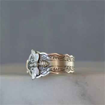 Κομψό μικροσκοπικό ασημί χρώμα δαχτυλίδια κουταλιού μέλισσας για γυναίκες Γυναικεία μόδα Boho Κοσμήματα Δαχτυλίδι γάμου αρραβώνων Χονδρική