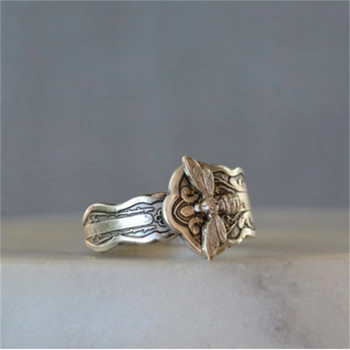 Κομψό μικροσκοπικό ασημί χρώμα δαχτυλίδια κουταλιού μέλισσας για γυναίκες Γυναικεία μόδα Boho Κοσμήματα Δαχτυλίδι γάμου αρραβώνων Χονδρική