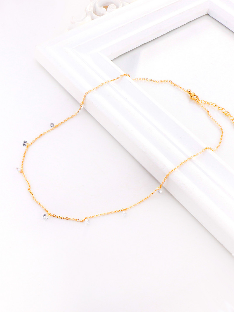 LUXUSTEEL Dainty női nyaklánc karkötő szett arany színű rozsdamentes acél CZ Crystal Charm Rolo lánc ékszer szett Valentin ajándék