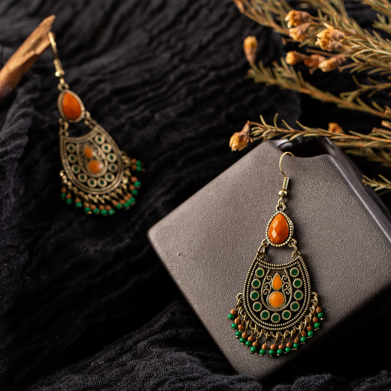 Bohemian boho ακρυλικές χάντρες φούντα σκουλαρίκια για γυναίκες και κορίτσια νέα water drop μικρά σκουλαρίκια κοσμήματα κορεατικά έθνικ γεωμετρικό σκουλαρίκι