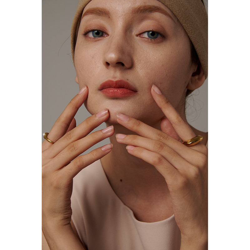 Yhpup Inel geometric gros din oțel inoxidabil pentru femei Inel de deget din metal de înaltă calitate cu textura lucioasă Bijuterii impermeabile Cadou Nou