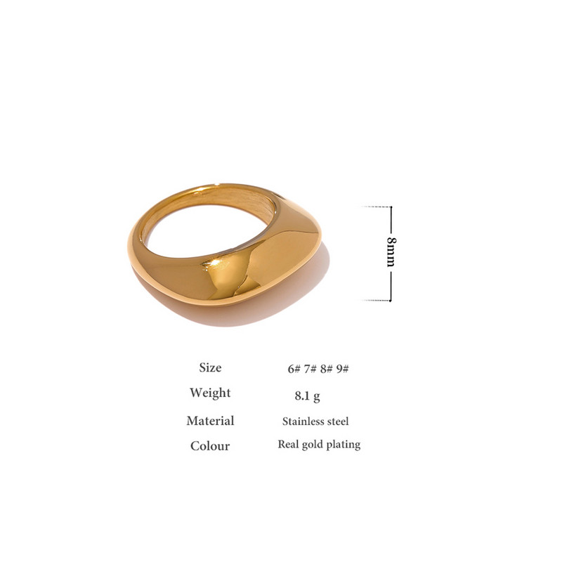 Yhpup Inel geometric gros din oțel inoxidabil pentru femei Inel de deget din metal de înaltă calitate cu textura lucioasă Bijuterii impermeabile Cadou Nou