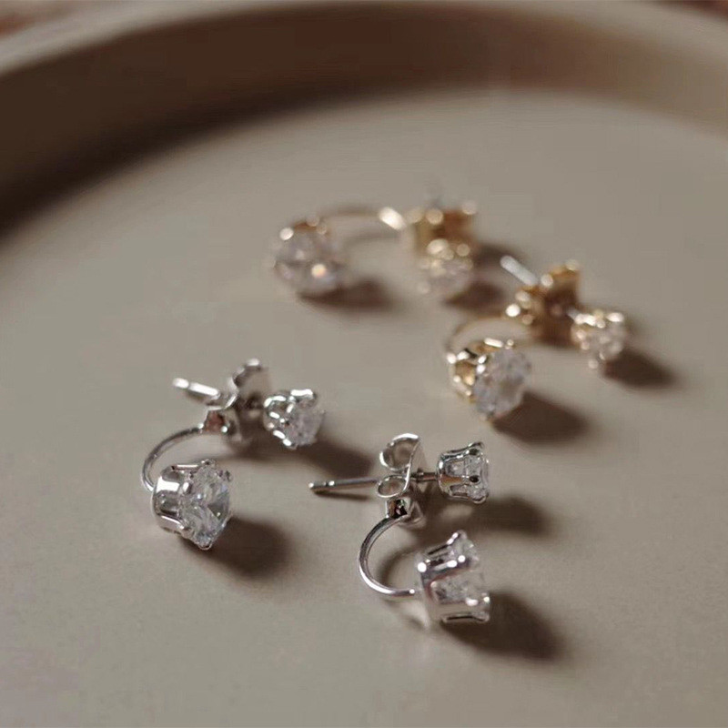 Divatos cirkon fülbevaló elöl és hátul, női fülbevalók 2022 új ékszerek koreai egyszerű fülbevalók nagykereskedelme