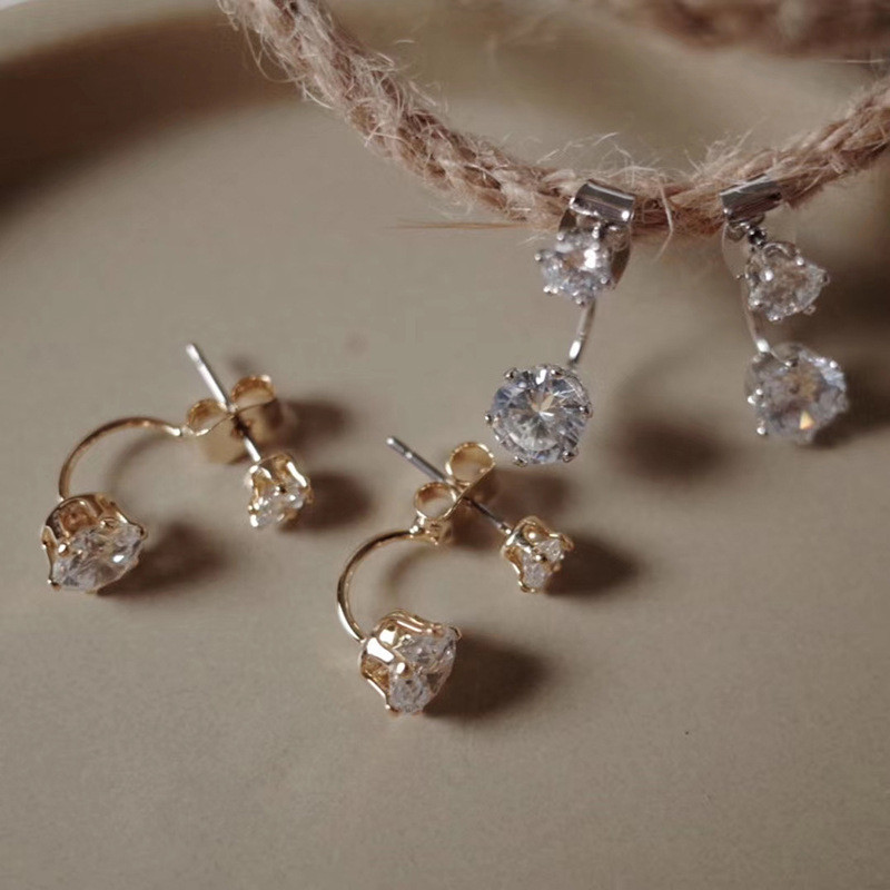 Divatos cirkon fülbevaló elöl és hátul, női fülbevalók 2022 új ékszerek koreai egyszerű fülbevalók nagykereskedelme