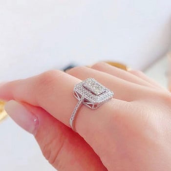 Huitan Sparkling κυβικά δαχτυλίδια ζιρκονίας για γυναίκες Πολυτελή μοντέρνα αξεσουάρ γάμου σε σχήμα τετράγωνου κοσμήματα υψηλής ποιότητας 2022