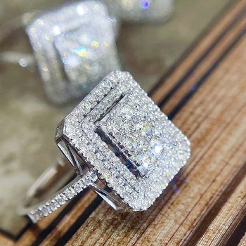 Huitan Sparkling κυβικά δαχτυλίδια ζιρκονίας για γυναίκες Πολυτελή μοντέρνα αξεσουάρ γάμου σε σχήμα τετράγωνου κοσμήματα υψηλής ποιότητας 2022