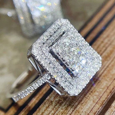 Inele Huitan din zirconiu cubic strălucitor pentru femei, la modă, de lux, accesorii pentru verighete în formă de pătrat, bijuterii de înaltă calitate 2022