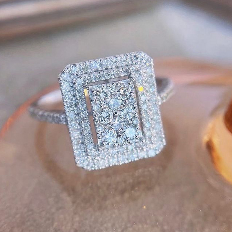 Inele Huitan din zirconiu cubic strălucitor pentru femei, la modă, de lux, accesorii pentru verighete în formă de pătrat, bijuterii de înaltă calitate 2022