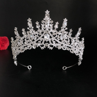 Barokiniai vintažiniai žali krištoliniai vestuvinių papuošalų rinkiniai Kalnų krištolas Tiara Crown Stud Auskarai Choker Kaklo papuošalai Vestuvių Dubajaus papuošalų rinkinys