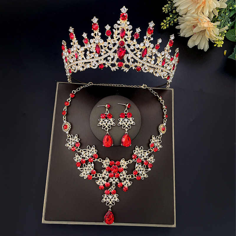 Barokiniai vintažiniai žali krištoliniai vestuvinių papuošalų rinkiniai Kalnų krištolas Tiara Crown Stud Auskarai Choker Kaklo papuošalai Vestuvių Dubajaus papuošalų rinkinys