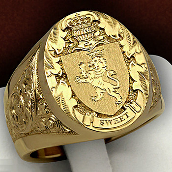 Κομψά αξεσουάρ μόδας ανδρικό δαχτυλίδι Crown Lion Shield Badge Ευρώπης και Αμερικής Επιχρυσωμένο με επιμετάλλωση Royal Seal ανδρικό δαχτυλίδι