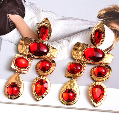 Cercei de piatră colorați din metal noi, de înaltă calitate, cu cristale, cercei lungi, accesorii de bijuterii pentru femei, comerț cu ridicata
