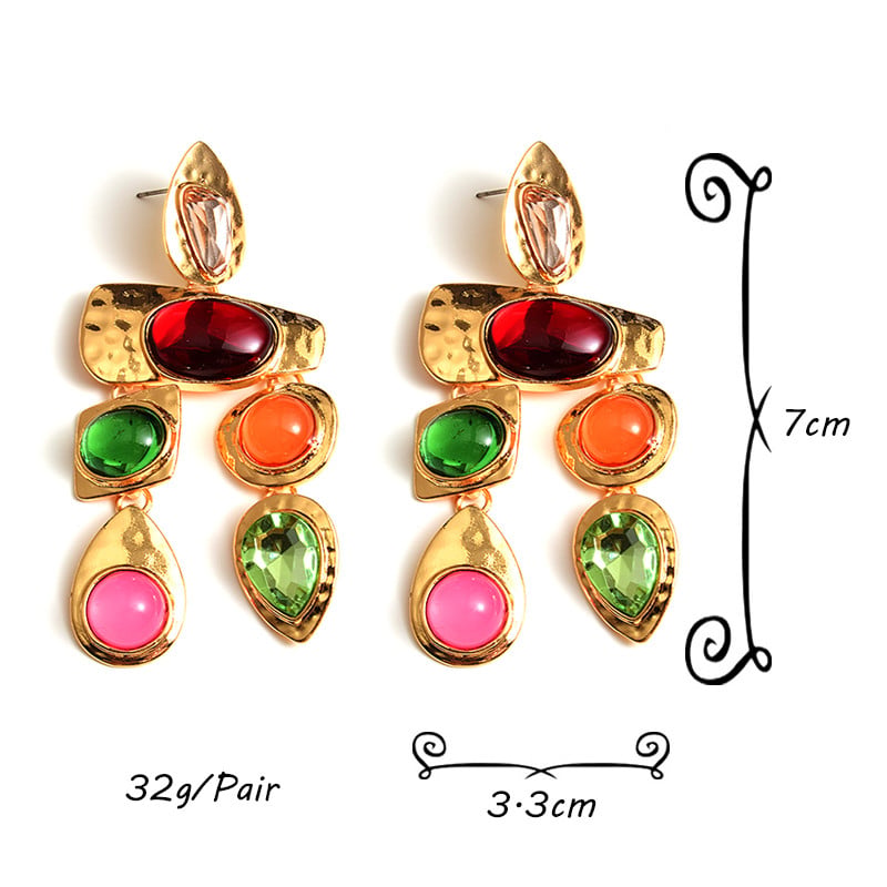 Cercei de piatră colorați din metal noi, de înaltă calitate, cu cristale, cercei lungi, accesorii de bijuterii pentru femei, comerț cu ridicata