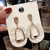 Cercei mari exagerați din acrilic, cercei lungi din rășină ovale, de culoare aurie, pentru femei, accesorii de bijuterii de nuntă la modă nouă