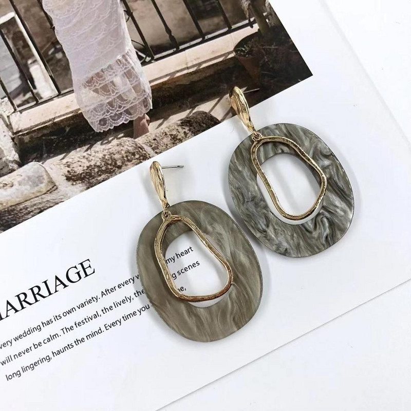 Cercei mari exagerați din acrilic, cercei lungi din rășină ovale, de culoare aurie, pentru femei, accesorii de bijuterii de nuntă la modă nouă