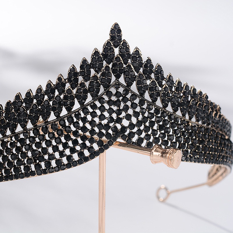 Barokk arany színű fekete kristály szív menyasszonyi ékszer készletek strassz koronák tiaras nyaklánc fülbevaló esküvői Dubai ékszer szett