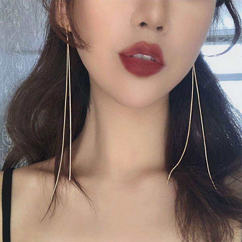 Akciós Szuper hosszú lánc Bojt Drop Dangle Fülbevaló Női Bizsu Divatos ötvözet Női Divatos Ékszer Brincos Ajándék