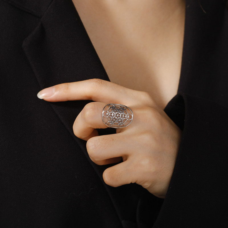 Dawapara arkangyal Metatron rozsdamentes acél gyűrűk átméretezhető Salamon ékszerek A kabbalisták titkai Kert geometria