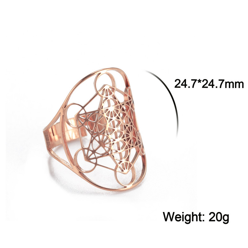 Dawapara arkangyal Metatron rozsdamentes acél gyűrűk átméretezhető Salamon ékszerek A kabbalisták titkai Kert geometria