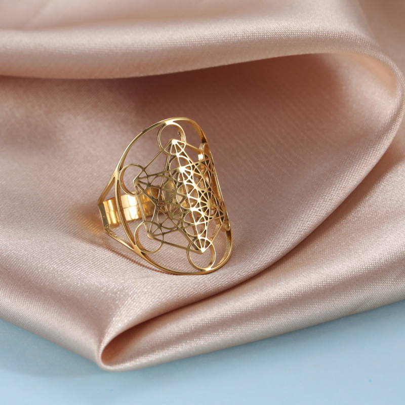 Dawapara arkangyal Metatron rozsdamentes acél gyűrűk átméretezhető Salamon ékszerek A kabbalisták titkai Kert geometria