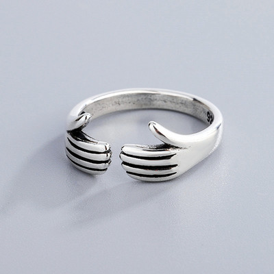 XIYANIKE ezüst színű Vintage mosolygó arcú nyitott gyűrűk nőknek Punk hip-hop állítható gyűrű divatékszerek a legjobb ajándék