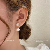 Елегантна топка на гърба, висящи перлени обеци с висулка за жени, бижута с усет за дизайн, корейски модни аксесоари, сладки обеци за момиче