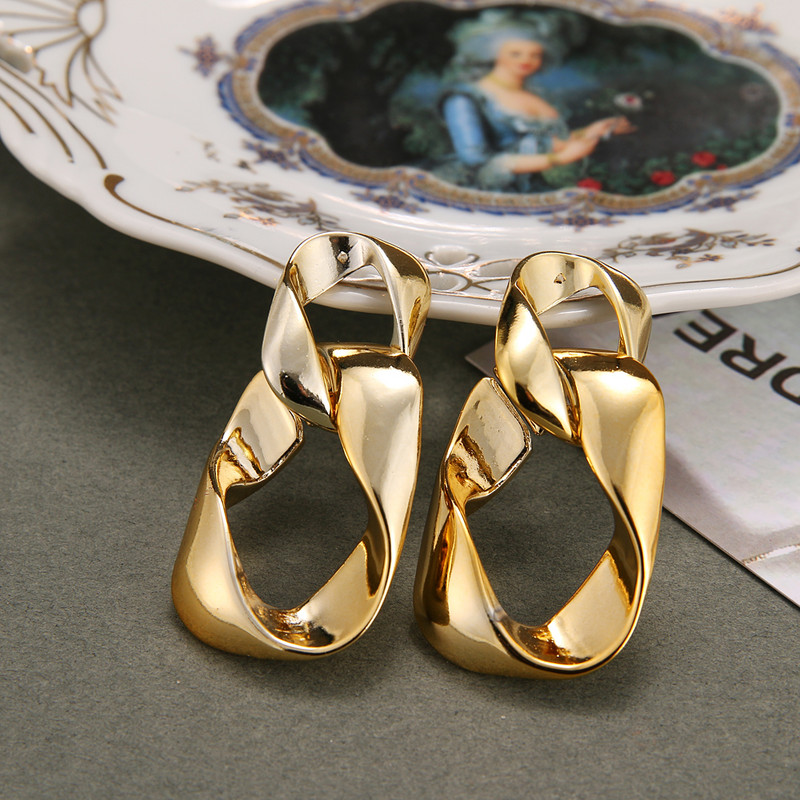 Divat Retro ötvözet nagy csepp fülbevaló nyilatkozat női eltúlzott geometriai fém lógó fülbevaló báj női divatos ékszerek