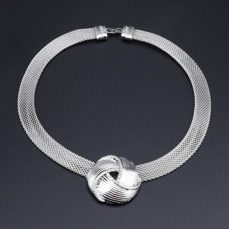 Kiváló Dubai ezüstözött nyaklánc fülbevaló készlet esküvői kiegészítők ékszer készlet afrikai női ruha ékszer szett