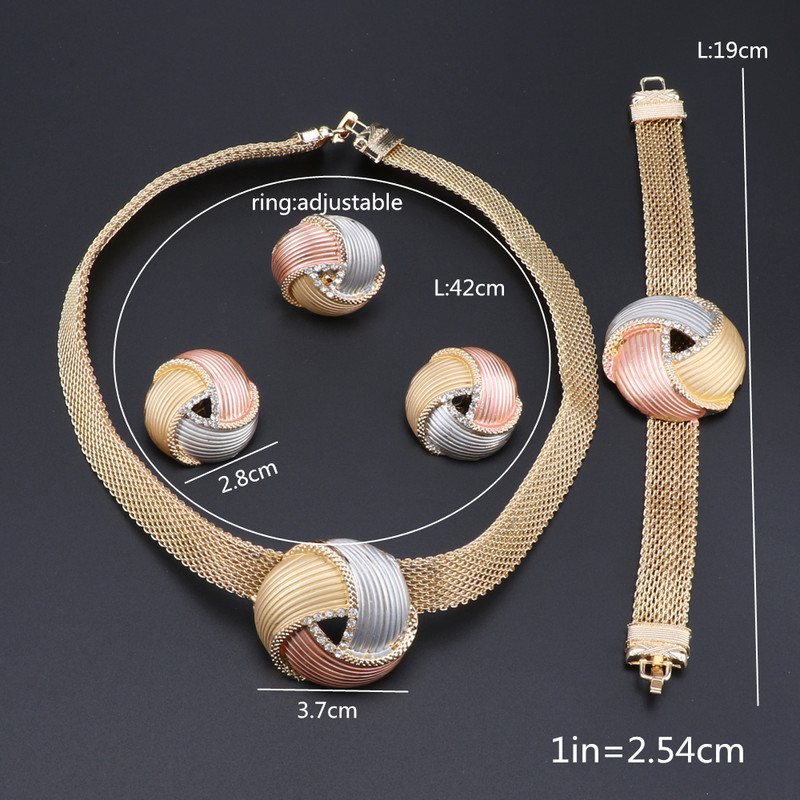 Kiváló Dubai ezüstözött nyaklánc fülbevaló készlet esküvői kiegészítők ékszer készlet afrikai női ruha ékszer szett