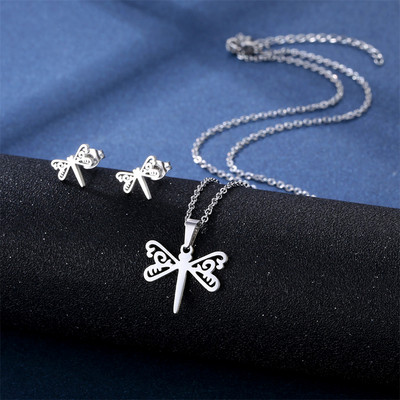 Oțel inoxidabil 316L Bijuterii de modă noi, elegante, flori de margarete, lanț de farmec, coliere, set de cercei, pandantive pentru femei