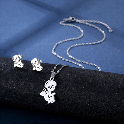 Oțel inoxidabil 316L Bijuterii de modă noi, elegante, flori de margarete, lanț de farmec, coliere, set de cercei, pandantive pentru femei