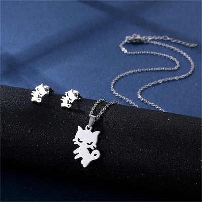 Oțel inoxidabil 316L Bijuterii de modă noi, elegante, flori de margarete, lanț de farmec, coliere, set de cercei, pandantive pentru femei