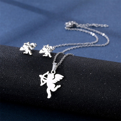 Oțel inoxidabil 316L Bijuterii de modă noi, elegante, flori de margarete, lanț de farmec, coliere, set de cercei, pandantive pentru femei
