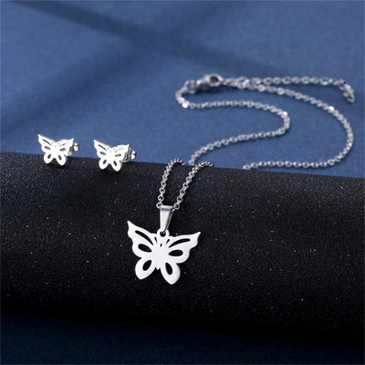 Oțel inoxidabil 316L Bijuterii de modă noi, elegante, flori de margarete, lanț de farmec, coliere, set de cercei, pandantive pentru femei