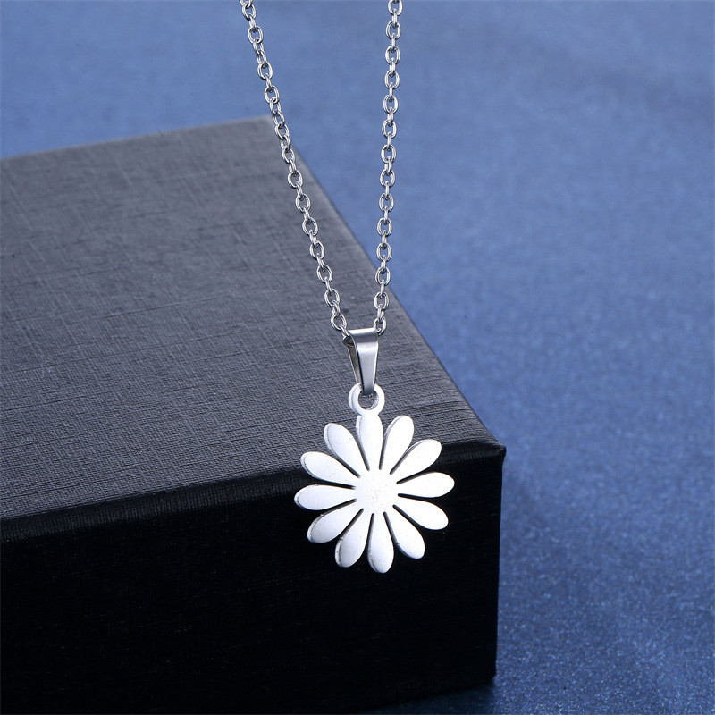 Oțel inoxidabil 316L Bijuterii de modă noi, elegante, flori de margarete, lanț de farmec, coliere, set de cercei, pandantive pentru femei