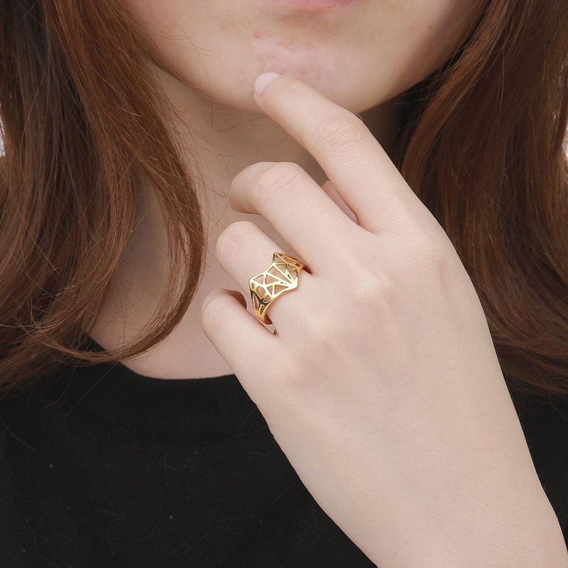 Skyrim Origami Fox Ring Rozsdamentes Acél Alkalmi Átméretezhető Ujj Gyűrűk Ékszerek Esküvői Zenekar évfordulós ajándék nőknek Férfiak