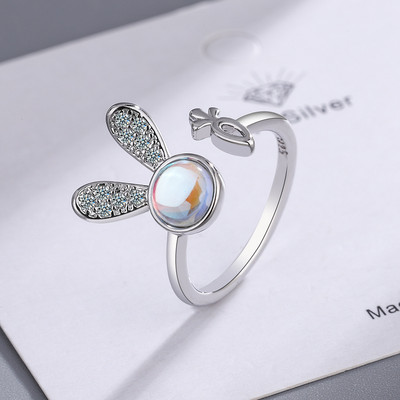 Vintage drăguț iepure inel animal bărbați deschis reglabil metal punk moda ureche de iepure inele zircon pentru femei 2022 noi bijuterii