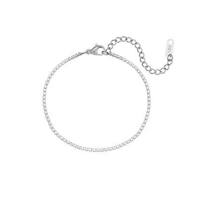 2022, lanț de zircon minimalist de 2 mm, lanț de tenis, colier, brățară, set de bijuterii, bază din oțel inoxidabil, lanț de cristal, bijuterii de nuntă